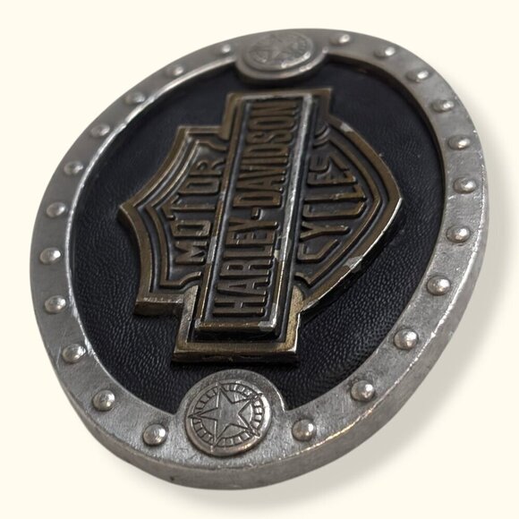Vintage 1990s Harley Davidson Logo Belt Buckle - Picture 2 of 7